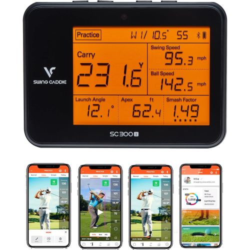  Swing Caddie SC300i Portable Golf Launch Monitor - Accurate Carry/Total Distance, Smash Factor, Ball Speed Doppler Shot Tracker Power Bundle with PlayBetter Portable Charger & Voic