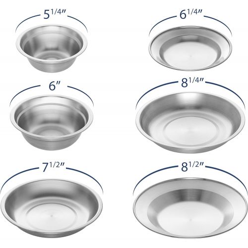  Wealers Stainless Steel Plates and Bowls Camping Set Small and Large Dinnerware for Kids, Adults, Family | Camping, Hiking, Beach, Outdoor Use | Incl. Travel Bag