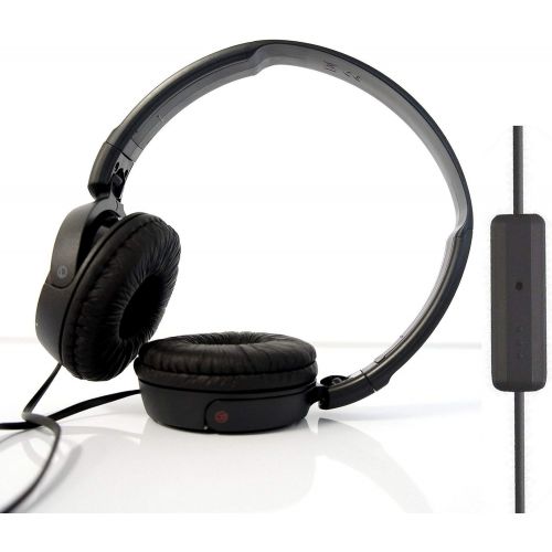 소니 Sony Over Ear Best Stereo Extra Bass Portable Headphones Headset for Apple iPhone iPod/Samsung Galaxy / mp3 Player / 3.5mm Jack Plug Cell Phone with Mic (Dark Gray)