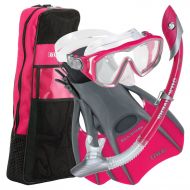 U.S. Divers Diva Women Snorkeling Set, Ladies Silicone Mask, Trek Travel Fins, Dry Top Snorkel + Gear Bag