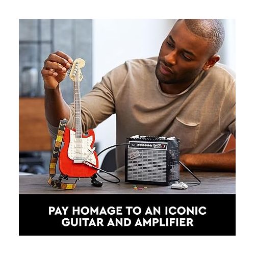  LEGO Ideas Fender Stratocaster 21329 DIY Guitar Model Building Set for Music Lovers, Complete with 65 Princeton Reverb Amplifier & Authentic Accessories, Perfect Way to Rock Gift Giving