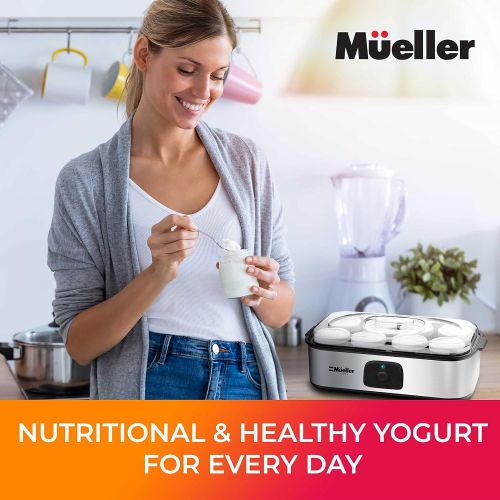  Mueller Austria Mueller Yogurt Maker, Greek Yogurt Machine with 8 Glass Jars/Lids, One Touch Display: Perfect for Organic, Sweetened, Flavored, Plain, or Sugar Free Options for Baby, Kids, & Parfa