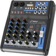 Pyle Professional Audio Mixer Sound Board Console System Interface 4 Channel Digital USB Bluetooth MP3 Computer Input 48V Phantom Power Stereo DJ Studio Streaming FX 16-Bit DSP pro