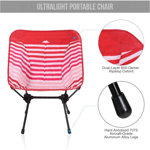  ALPHA CAMP Camping Chair Portable Ultralight Compact Folding Camping Backpack Chairs with Carry Bag Heavy Duty 225lb Capacity Compact Lightweight Folding Chair for The Outdoors, Ca캠핑 의자