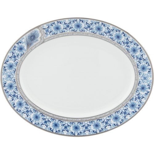 레녹스 Lenox Marchesa Couture Oval Platter, Sapphire Plume