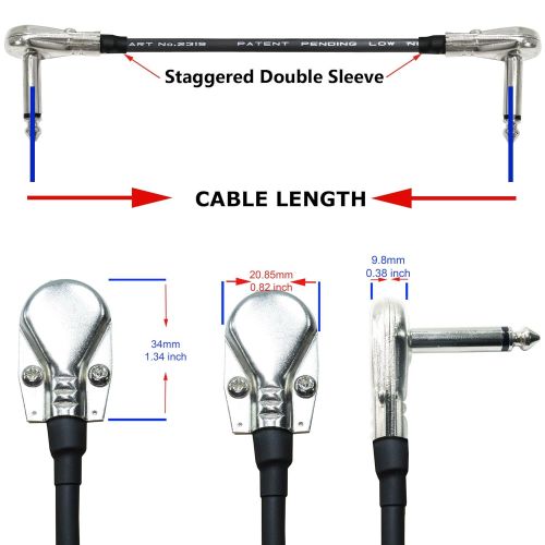  6 Units - 10 Inch - Pedal, Effects, Patch, Instrument Cable Custom Made by WORLDS BEST CABLES  Made Using Mogami 2319 Wire and Eminence Nickel Plated ¼ inch (6.35mm) R/A Pancake T