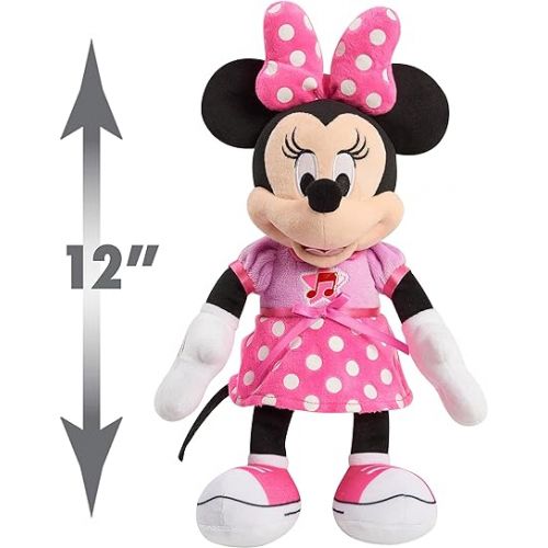  Just Play Disney Junior Mickey Mouse Funhouse Singing Fun Minnie Mouse 13 Inch Lights and Sounds Feature Feature Plush, Sings Bowtoons Theme Song, Kids Toys for Ages 3 Up