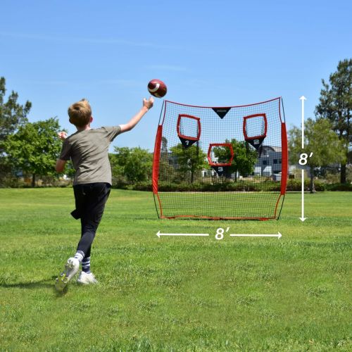  GoSports Football Trainer Throwing Net Choose Between 8 x 8 or 6 x 6 Nets Improve QB Throwing Accuracy - Includes Foldable Bow Frame and Portable Carry Case