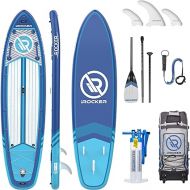 iROCKER All-Around Inflatable Stand Up Paddle Board, Extremely Stable, Premium SUP with Roller Bag, Carbon Paddle, Pump, Leash, Fins & Repair Kit