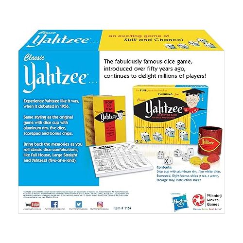  Classic Yahtzee with Retro Artwork, An Exciting Game Of Skill And Chance with Original Components, by Winning Moves Games USA, for Ages 8 and Up, 2 or More Players (1167)
