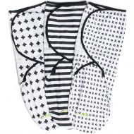 Ziggy Baby Swaddle Blanket Adjustable Infant Baby Wrap Set 3 Pack Soft Cotton Black & White