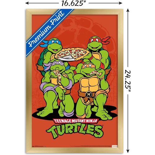  Trends International Nickelodeon Teenage Mutant Ninja Turtles - Pizza Wall Poster, 14.725 x 22.375, Gold Framed Version