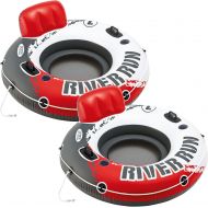 Intex Red River Run 1 Fire Edition Sport Lounge, Inflatable Water Float, 53 Diameter 2 Pack