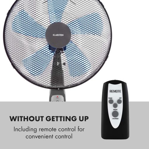  [아마존베스트]Klarstein Summerjam Floor Fan, Rotor: Diameter 41 cm, 50 W, 3 Speeds, Air Flow Rate: 4150 m³/h, Oscillation: 80°, Timer, Remote Control, Height Adjustable, Black