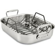 All-Clad Specialty Stainless Steel Roaster with Nonstick Rack 11x14 Inch Oven Broiler Safe 500F Roaster Pan, Pots and Pans, Cookware Silver