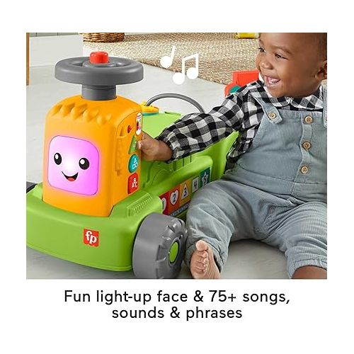 피셔프라이스 Fisher-Price Laugh & Learn Baby to Toddler Toy, 4-in-1 Farm to Market Tractor Ride On with Pull Wagon & Smart Stages for Ages 9+ Months