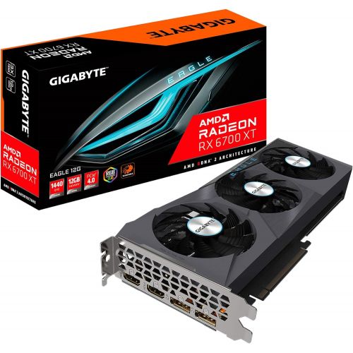 기가바이트 Gigabyte Radeon RX 6700 XT Eagle 12G Graphics Card, WINDFORCE 3X Cooling System, 12GB 192-bit GDDR6, GV-R67XTEAGLE-12GD Video Card