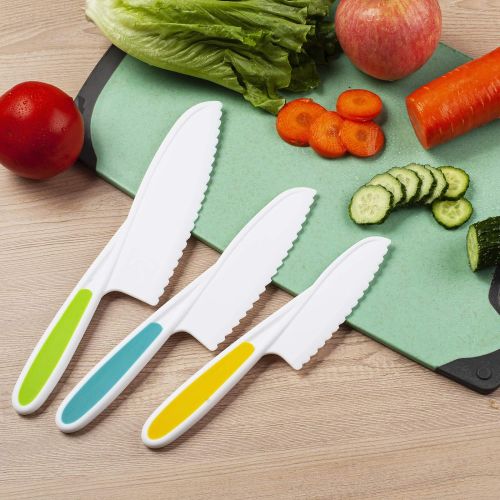  [아마존베스트]ADTIMEFC MAZYPO 8 Pieces Kids Kitchen Knife Set Plastic Knife - Kids Chef Nylon Knives Childrens Safe Cooking for Fruit, Bread, Cake, Salad, Lettuce Knife