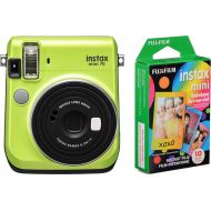 Fujifilm Instax Mini 70 Instant Film Camera (Kiwi Green) and Instax Mini Rainbow Film Value Pack - 10 Images