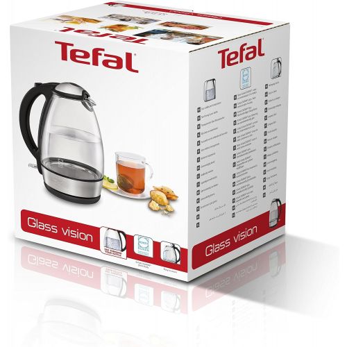 테팔 Tefal KI7208 Glas-Wasserkocher, Anti-Kalkfilter, kabellos, 2400 W, 1,7 L, schott glas/edelstahl