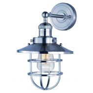 Maxim Lighting Maxim 25070SN Mini Hi-Bay 1-Light Wall Sconce, Satin Nickel Finish, Glass, MB Incandescent Incandescent Bulb , 15W Max., Damp Safety Rating, 3000K Color Temp, LED Dimmable, Shade M