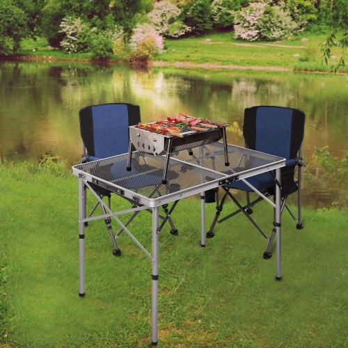 REDCAMP Folding Portable Grill Table for Camping, Lightweight Aluminum Metal Grill Stand Table for Outside Cooking Outdoor BBQ RV Picnic, Easy to Assemble with Adjustable Height Le