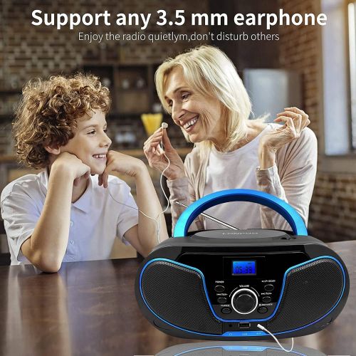 [아마존베스트]LONPOO Stereo CD Boombox Portable Bluetooth Digital Tuner FM Radio CD Player with USB Playback,Bluetooth-in,AUX Input and 3.5mm Earphone Output & Music Sound System