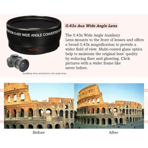 캐논 Canon EOS 80D DSLR Camera with 18-55mm Lens, 75-300mm Lens & 500mm Preset Lens + Premium Accessory Bundle Including Camera Case, TTL Speed Light Flash, 64GB Memory, Monopod, Aux Le