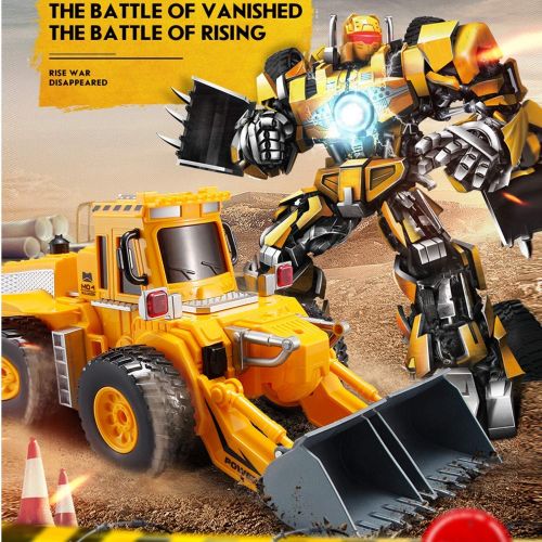  YARMOSHI Bulldozer Robot Tractor with Remote Control and USB Charger. Lights Up with Flashing Lights. Plays Music and Dances. Fun Gift for Boys and Girls, 7.5x7x10 Inches. Age 5+.