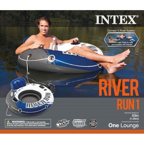 인텍스 Intex River Run 1 Person Floating Tube (2 Pack) and 12 Volt Electric Air Pump