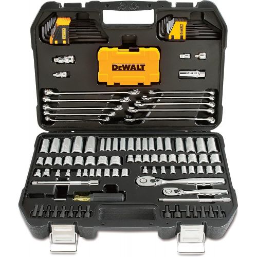  DEWALT Mechanics Tools Kit and Socket Set, 142-Piece, 1/4 & 3/8 Drive, MM/SAE (DWMT73802)