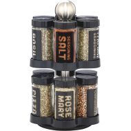 Kamenstein 5108304 Madison 12-Jar Revolving Countertop Spice Rack Organizer with Free Spice Refills for 5 Years, Black