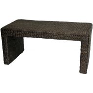 ORIENTAL FURNITURE Solid Durable Beautiful Natural Tropical Design, 36-Inch Woven Water Hyacinth Rattan Style Japanese Design Coffee Table