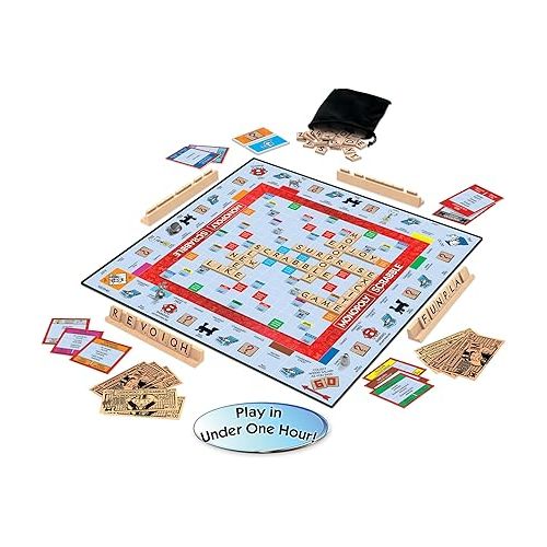  Monopoly Scrabble Game, Play in UNDER ONE HOUR, Score Your Scrabble Word - Move Your Token, By Winning Moves Games USA, Mash-Up of 2 of the World's Greatest Games, 2 to 4 Players Ages 8+ (1250)