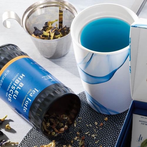  [아마존베스트]Tea Forte Kati Cup Ceramic Tea Infuser Cup with Infuser Basket and Lid for Steeping, Bleu
