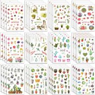 Chuangdi 48 Sheets Cactus Stickers Plant Flower Decorative Stickers Journal Planners Stickers for Party Holiday Supplies
