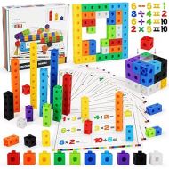 Number Blocks, Math Manipulatives 100 Snap Cubes with 30 Activity Cards, STEM Toy Learning Math Games for Kids 3 4 5 6 7 8+ Year Homeschool Supplies Birthday Gift, 148PCS