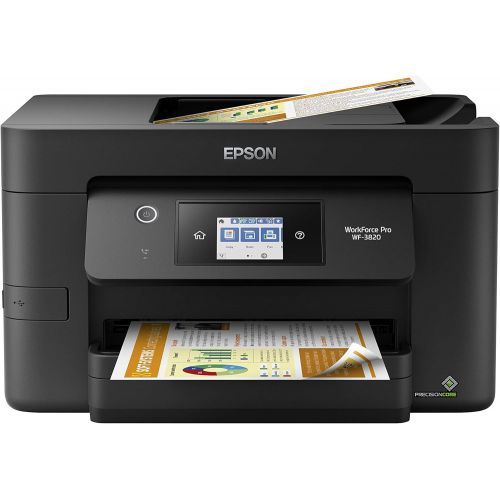 엡손 [아마존베스트]Epson Workforce Pro WF-3820 Wireless All-in-One Printer with Auto 2-Sided Printing, 35-Page ADF, 250-sheet Paper Tray and 2.7 Color Touchscreen, Works with Alexa