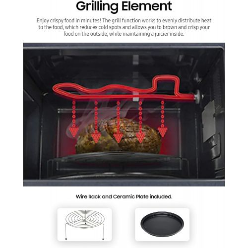 삼성 Samsung Electronics MG11H2020CT Countertop Grill Microwave, 1.1 cu. ft, Black with Mirror Finish