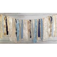 Modern Rag Quilts Shabby Chic Blue Rag Tie Garland: ~ Photo Shoot ~ Wedding ~ Birthday ~ Nursery ~ Bridal Shower ~ Highchair Banner ~ Gender Reveal Parties ~ Decorations ~ Wall Decor! (8 FEET Wide)