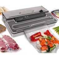 NutriChef PKVS50STS Commercial Grade Vacuum Sealer Machine-400W Automatic Double Piston Pump Air Machine Meat Packing Storage Preservation Sous Vide w/Dry Wet Seal, Vac Roll Bags