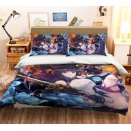AJ WALLPAPER 3D Girl Warrior 679 Japan Anime Game Summer Bedding Pillowcases Quilt Duvet Cover Set Single Queen King | 3D Photo Bedding, AJ US Wendy (Twin)