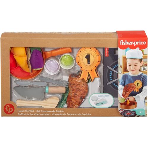  Fisher-Price Head Chef Set, pretend kitchen cooking play set for preschool kids ages 3 years and up
