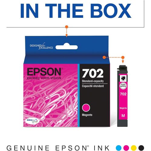 엡손 Epson T702 DURABrite Ultra -Ink Standard Capacity Magenta -Cartridge (T702320-S) for select Epson WorkForce Pro Printers