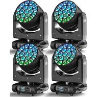 4 Packs of Stage Lights with 19LED x 40W Moving Heads Lighting, DJ Light Sound Activated with Remote & DMX Control for Disco Dance Hall Party Bar Performance Birthday Christmas Holiday