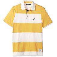 Nautica Mens Classic Fit Cotton Jersey Striped Polo Shirt, Mustard Field, Small