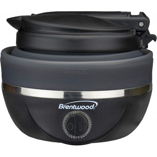 Brentwood Appliances KT-1508BK .85-Quart Dual-Voltage Collapsible-Travel Kettle (Black), 0.85Q