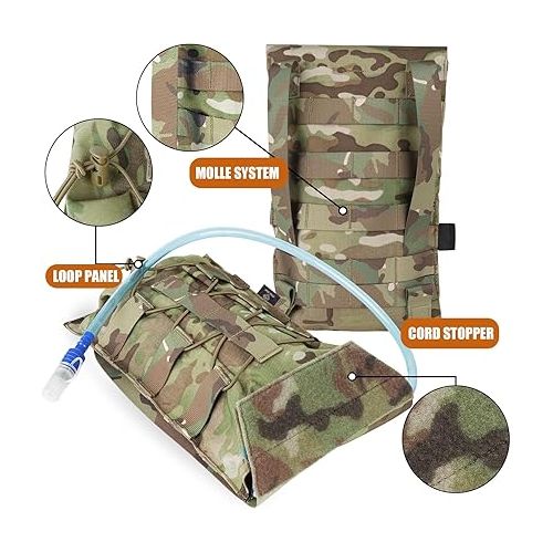  PETAC GEAR Tactical Hydration Pack，Molle Carrier Pouch for 50 oz Hydration Bladder Daypack Water Backpack