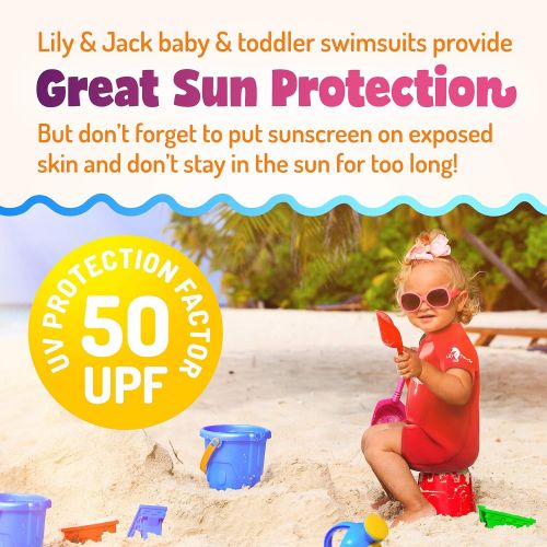  Lily&Jack Baby Neoprene 3mm Wetsuit and Swimwear for BoyGirl Toddlers with UV Protection (Blue, Pink, Red, Green)