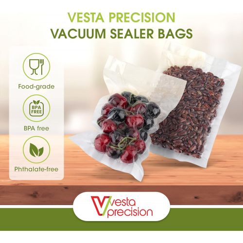  V Vesta Precision Vesta Vacuum Sealer Bags | 11x16 Inch Gallon 100 count | ideal for Food Saver, Seal a Meal | BPA Free, Heavy Duty | Great for food vac storage or sous vide